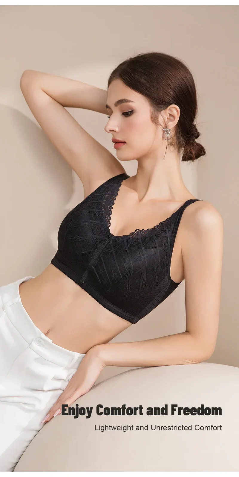 LERVANLA 2566 Strong Breathability Mastectomy Bra Women with Pocket Breast Form Pads Included Adjustable Cotton Comfort Large