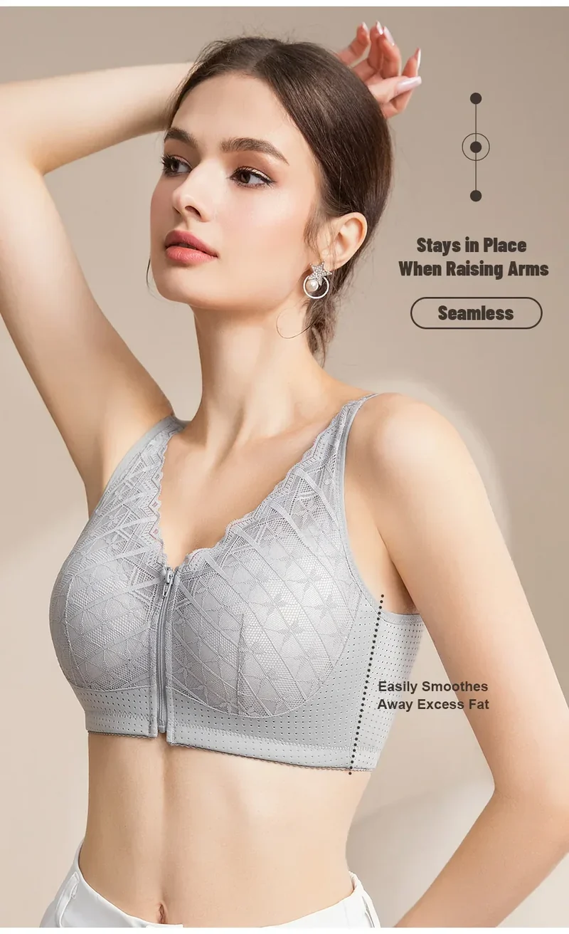 LERVANLA 2566 Strong Breathability Mastectomy Bra Women with Pocket Breast Form Pads Included Adjustable Cotton Comfort Large