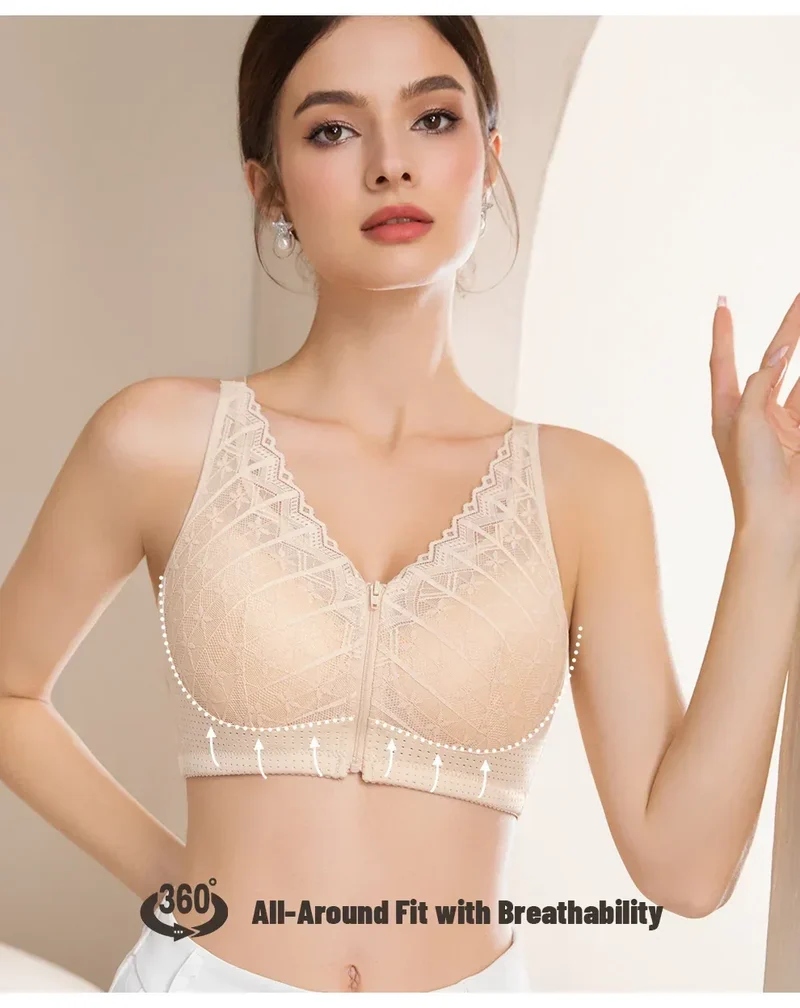 LERVANLA 2566 Strong Breathability Mastectomy Bra Women with Pocket Breast Form Pads Included Adjustable Cotton Comfort Large