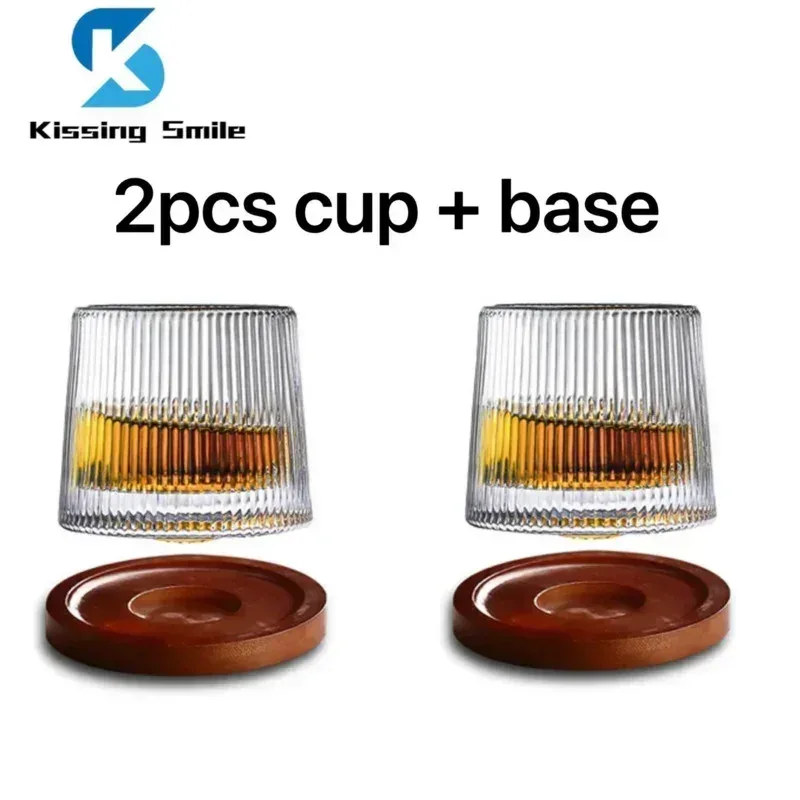 Creative Whiskey Glasses Durable Spinning Glassware Cocktails Wine Brandy Cup Water Juice Tea Mug Party Drinking Glass Tumbler