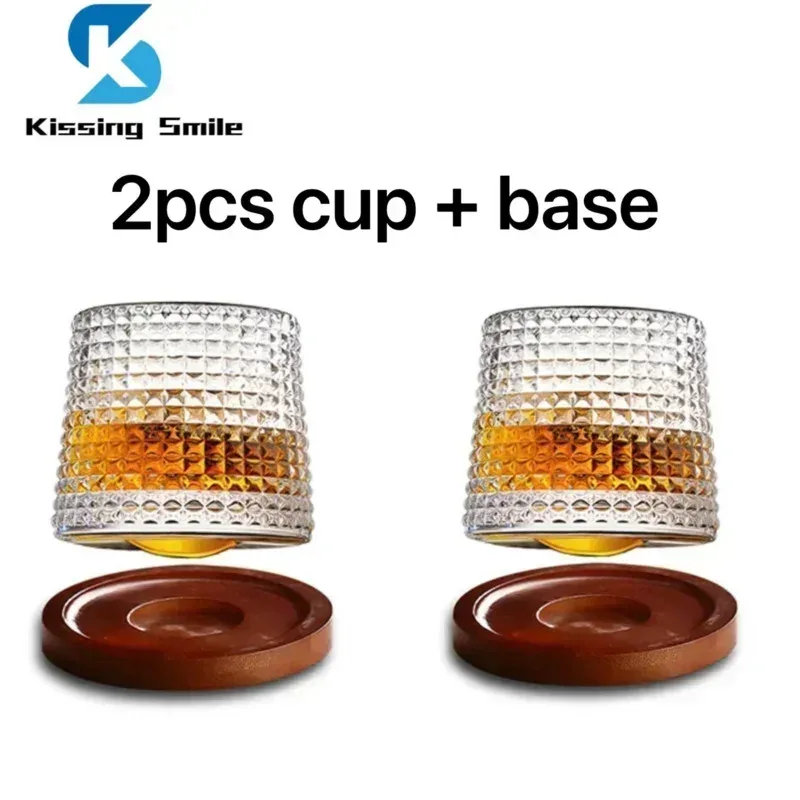 Creative Whiskey Glasses Durable Spinning Glassware Cocktails Wine Brandy Cup Water Juice Tea Mug Party Drinking Glass Tumbler