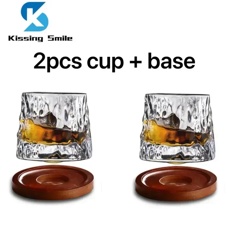 Creative Whiskey Glasses Durable Spinning Glassware Cocktails Wine Brandy Cup Water Juice Tea Mug Party Drinking Glass Tumbler