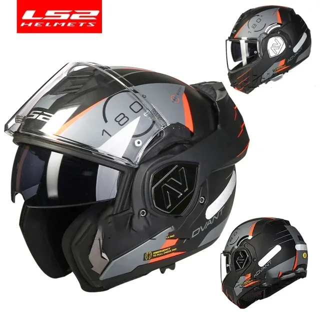 LS2 FF906 Full Face Flip up Helmets Motorcycle Modular Double Visor Helmet Built-in Lens ECE Capacete Casque Casco Moto