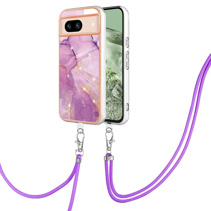 Shockproof Mobile Phone Case for Motorola Moto G14 G54 G84 IMD Marble Shell Cover Lanyard