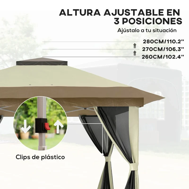 Outsunny 3,6x3,6 m folding tent with 4 side walls anti-UV mesh