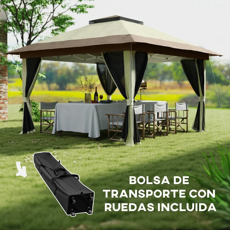 Outsunny 3,6x3,6 m folding tent with 4 side walls anti-UV mesh