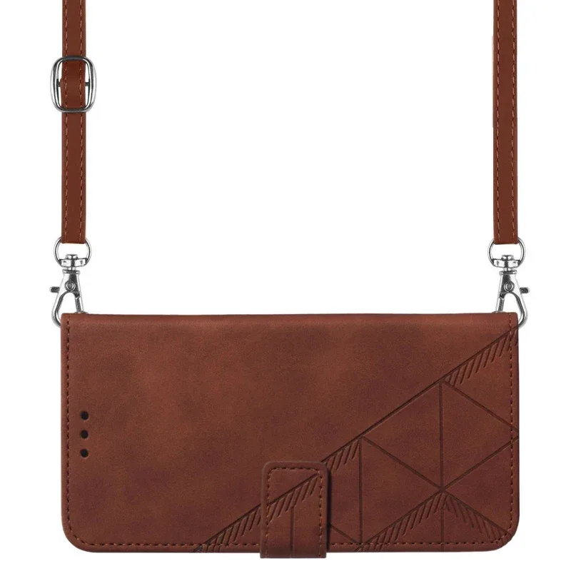 Lanyard Leather case Pouch Bag for Moto Edge 40 Neo, for MOTO G PLAY 5G 2024 Cross Shoulder PU Flip Stand case Cover