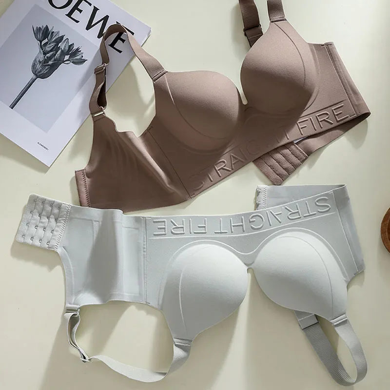 Seamless Women's Underwear, Large Size, No Steel Ring, Gathered and Adjusted, Anti-sagging Sexy Bra Push Up Bra