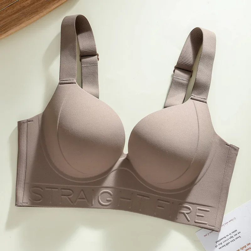 Seamless Women's Underwear, Large Size, No Steel Ring, Gathered and Adjusted, Anti-sagging Sexy Bra Push Up Bra