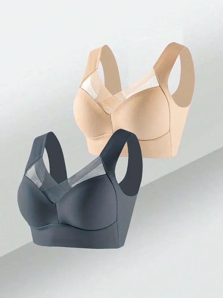 2 PCS Underwear Seamless Bra Women Is Sexy Large Size Tops Support Small Comfortable No Steel Ring Underwear L-6XL