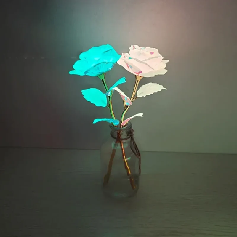 2024 Luminous Rose Valentine's Day Present Gifts Eternal Rose Flower Simulation 24k Gold Foil Rose Mother's Day Gifts