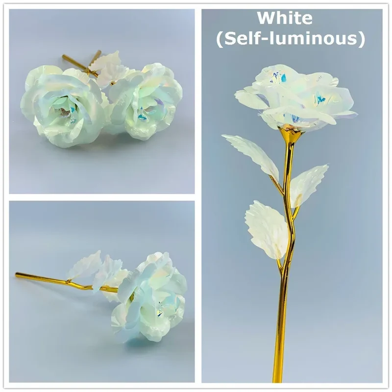 2024 Luminous Rose Valentine's Day Present Gifts Eternal Rose Flower Simulation 24k Gold Foil Rose Mother's Day Gifts