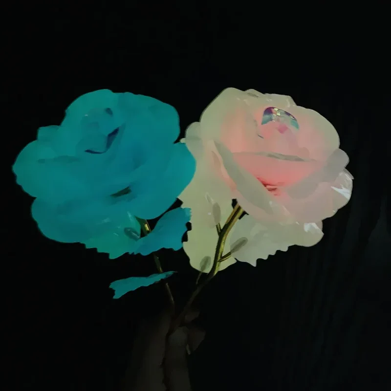 2024 Luminous Rose Valentine's Day Present Gifts Eternal Rose Flower Simulation 24k Gold Foil Rose Mother's Day Gifts