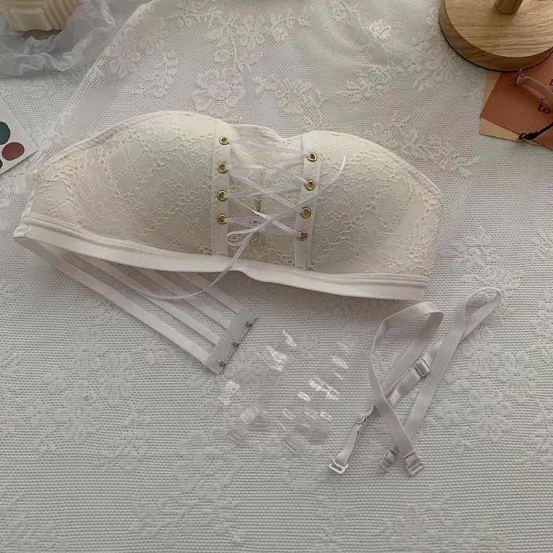 Non-Slip Bra Lace Tube Top Seamless Wireless Small Chest Push up Adjustable Sexy Beauty Back Underwear for Women