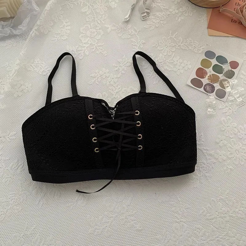 Non-Slip Bra Lace Tube Top Seamless Wireless Small Chest Push up Adjustable Sexy Beauty Back Underwear for Women