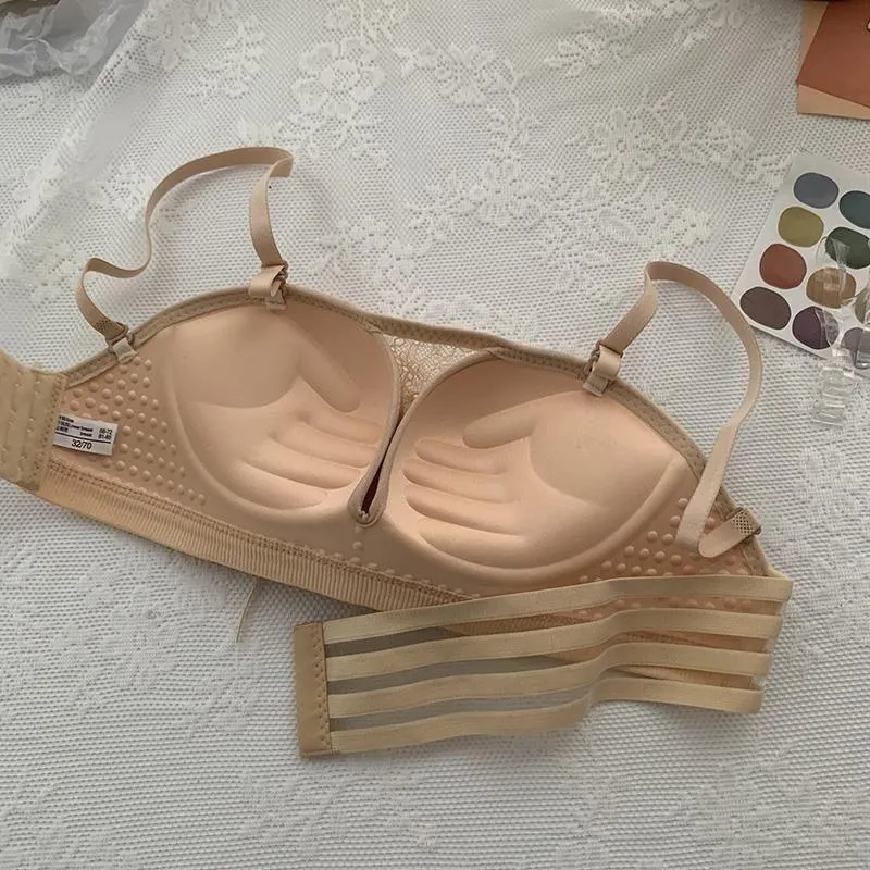 Non-Slip Bra Lace Tube Top Seamless Wireless Small Chest Push up Adjustable Sexy Beauty Back Underwear for Women