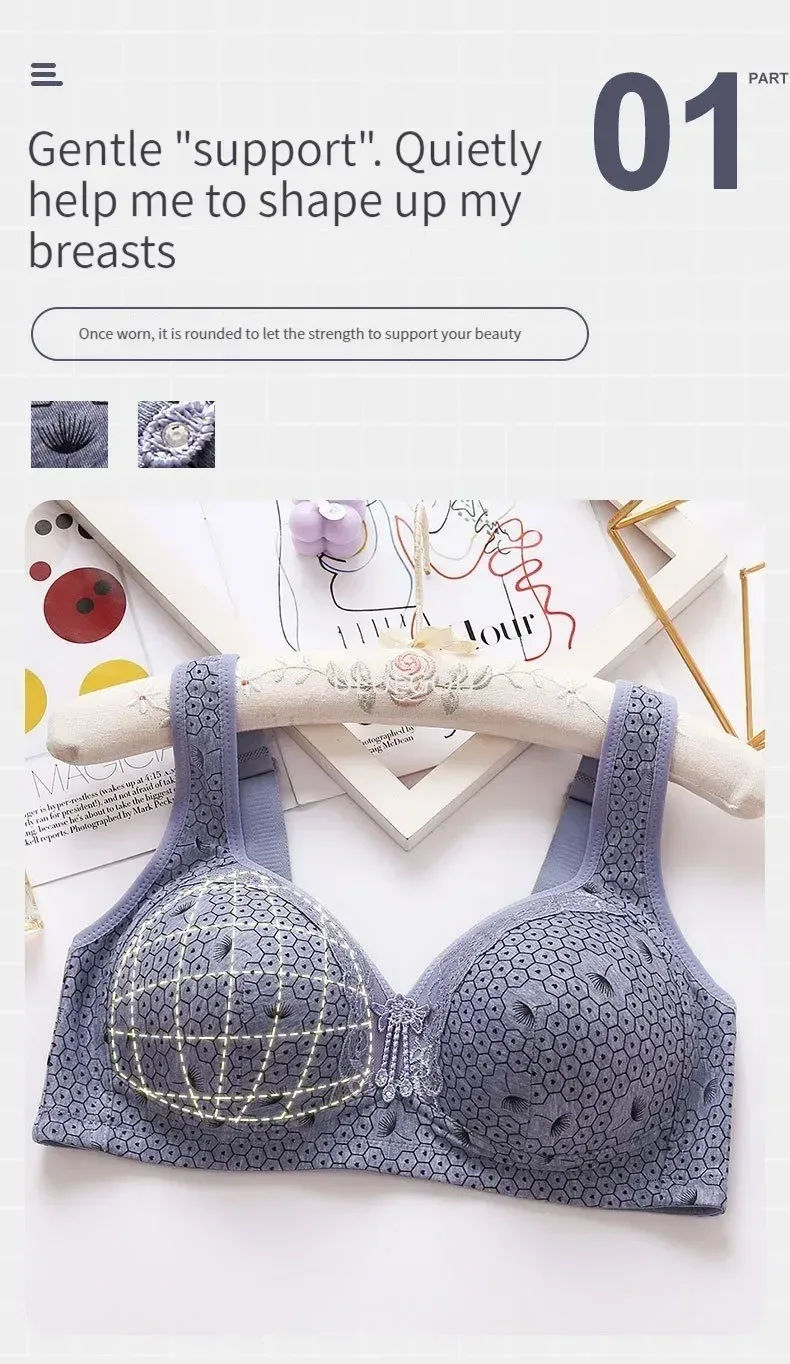 Plus Size Push Up Bra for Women - Adjustable Straps Lace Trim, Full Coverage Comfortable Support Underwire Bra for Big Bust