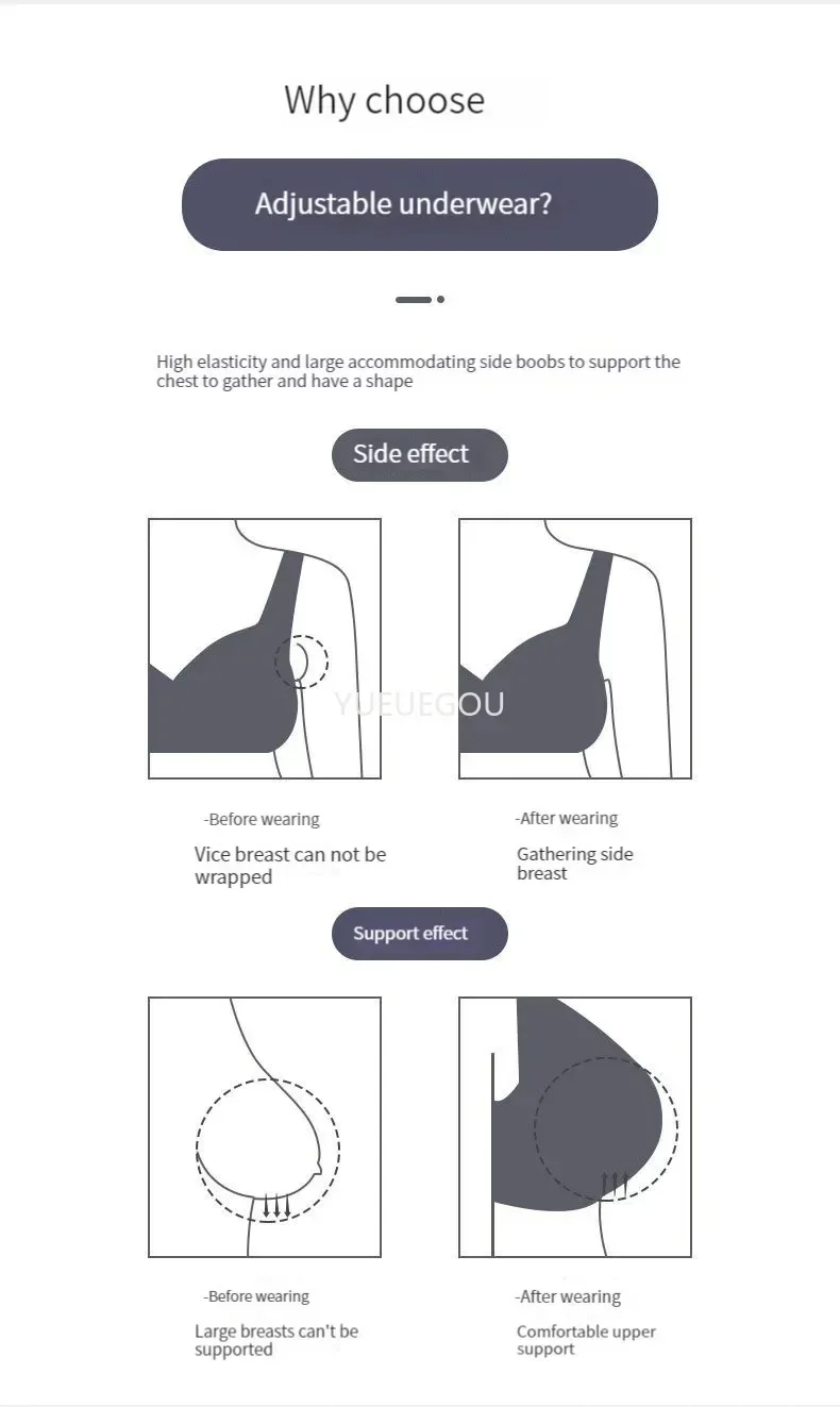 Plus Size Push Up Bra for Women - Adjustable Straps Lace Trim, Full Coverage Comfortable Support Underwire Bra for Big Bust