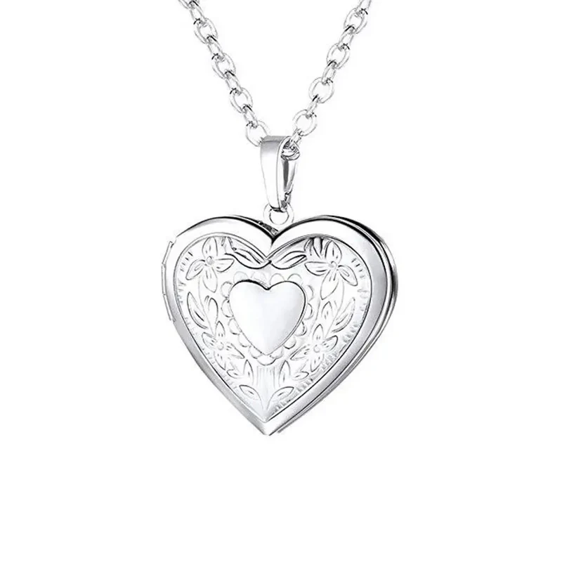 New Love Heart Photo Picture Locket Valentine's Day Gift For Lover Couples Friend Heart Secret Message Pendant Chain Jewelry