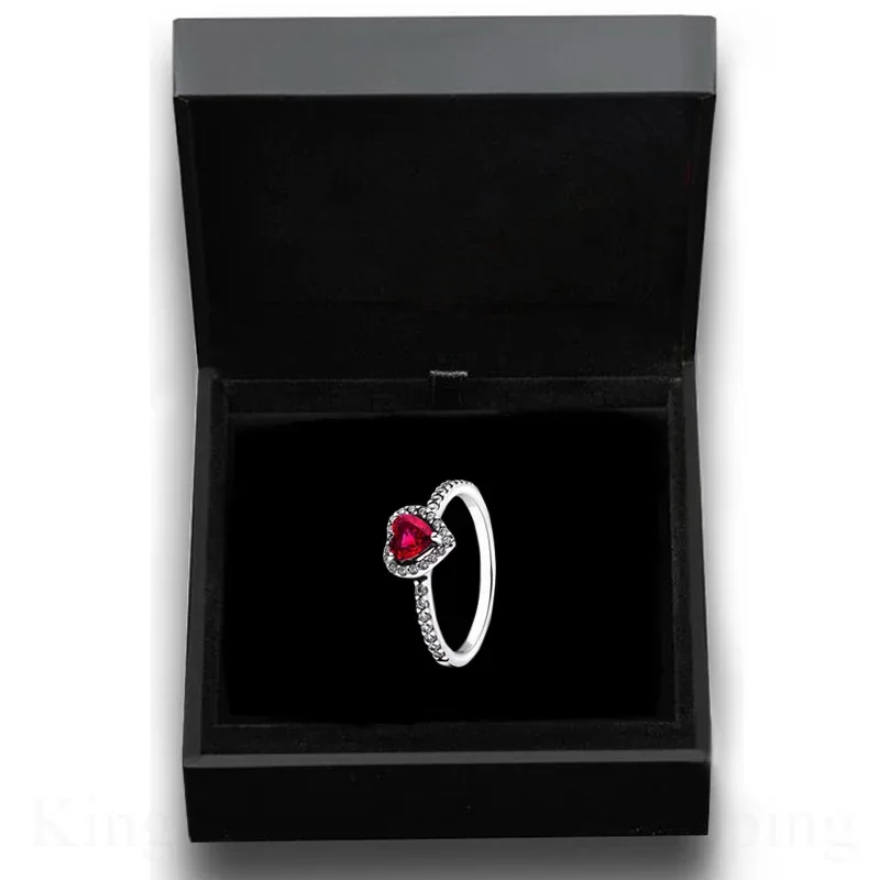 New Colored Crystal 925 Sterling Silver Ring Exquisite Women Shiny Heart Series Simple Ring Valentine's Day Gift for Lovers