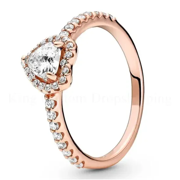 New Colored Crystal 925 Sterling Silver Ring Exquisite Women Shiny Heart Series Simple Ring Valentine's Day Gift for Lovers