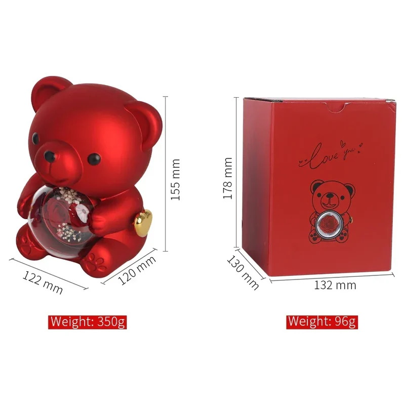 Cute Teddy Bear Design Jewelry Box for Girlfriend, Wife, Mother's Day, Birthday, Valentine's Day Surprise Heart Necklace