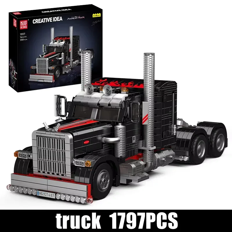 Mould King 10037 Technical Car Toys The American Truck Building Block Assembly Car Brick Set Educational Kids Christmas Gift