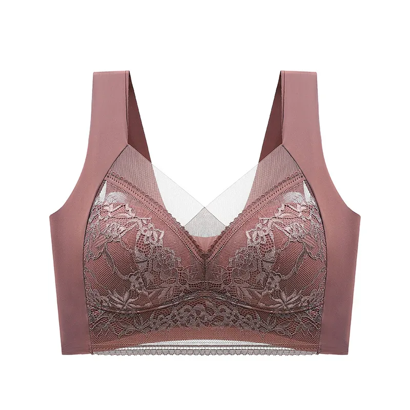 FallSweet Seamless Ice Silk Push Up Bra for Women Wireless Lace Bralette Plus Size Brassiere Summer Comfort Underwear Lingerie