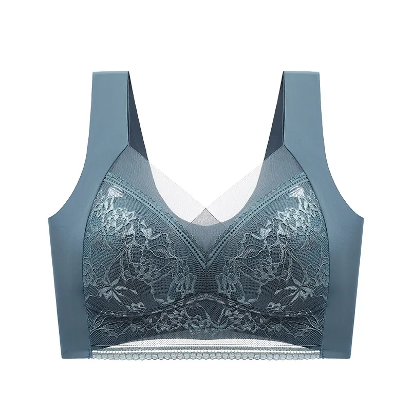 FallSweet Seamless Ice Silk Push Up Bra for Women Wireless Lace Bralette Plus Size Brassiere Summer Comfort Underwear Lingerie