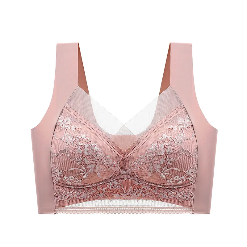 FallSweet Seamless Ice Silk Push Up Bra for Women Wireless Lace Bralette Plus Size Brassiere Summer Comfort Underwear Lingerie