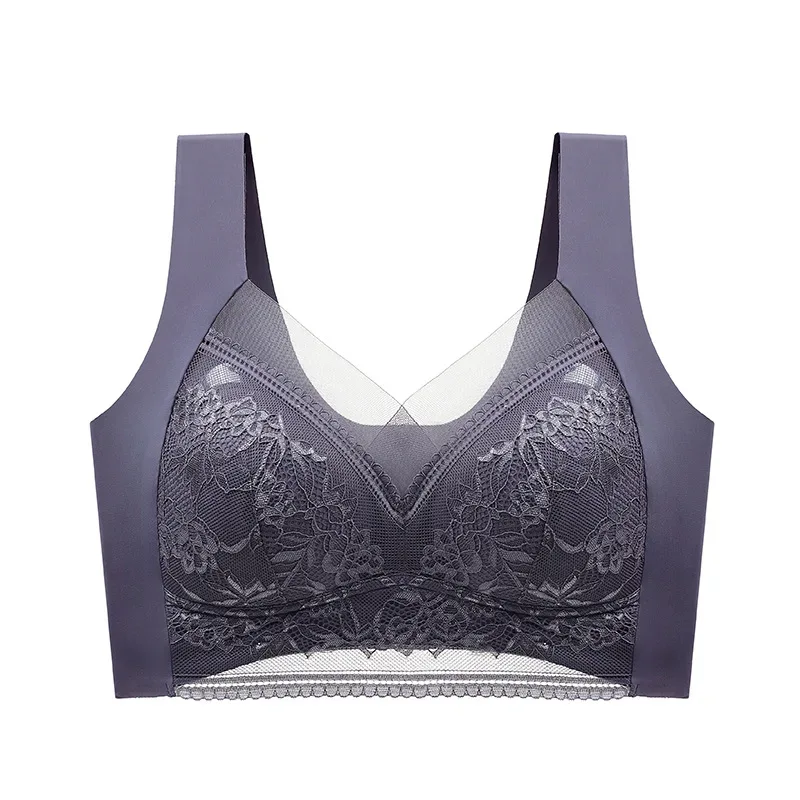 FallSweet Seamless Ice Silk Push Up Bra for Women Wireless Lace Bralette Plus Size Brassiere Summer Comfort Underwear Lingerie