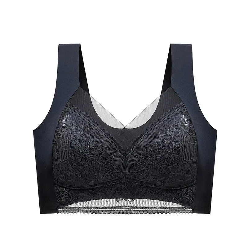 FallSweet Seamless Ice Silk Push Up Bra for Women Wireless Lace Bralette Plus Size Brassiere Summer Comfort Underwear Lingerie