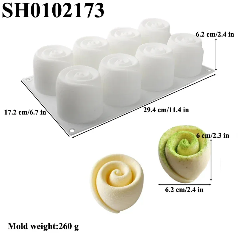 French Mousse Cake Molds Valentine's Day Pastry Baking Tools Rose Bud Design Silicone Cake Moulds Food Grade Kitchen Bakeware