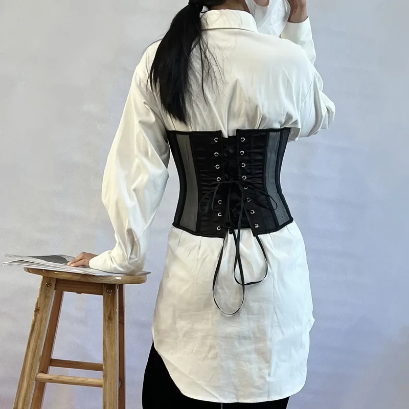 Sexy Thin Body Shaper Underwear Corset Waist Trainer Lingerie Lace Corsets Perspective Mesh Shapewear Women Fashion Clothes Faja