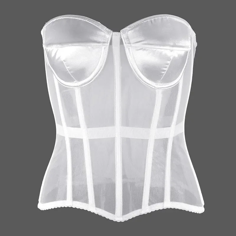 Sexy Thin Body Shaper Underwear Corset Waist Trainer Lingerie Lace Corsets Perspective Mesh Shapewear Women Fashion Clothes Faja