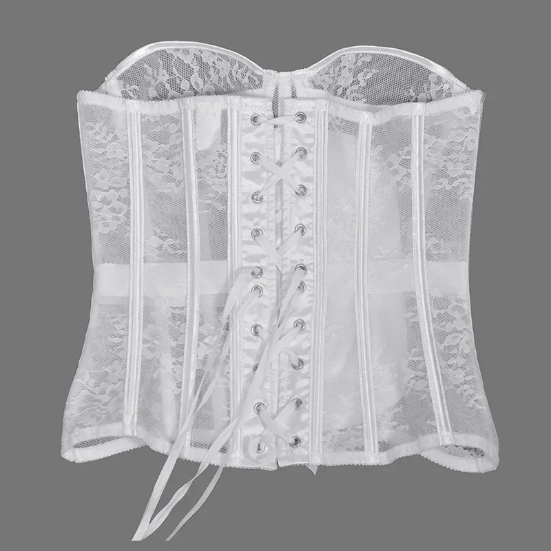 Sexy Thin Body Shaper Underwear Corset Waist Trainer Lingerie Lace Corsets Perspective Mesh Shapewear Women Fashion Clothes Faja