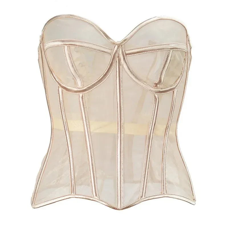 Sexy Thin Body Shaper Underwear Corset Waist Trainer Lingerie Lace Corsets Perspective Mesh Shapewear Women Fashion Clothes Faja