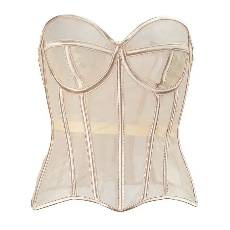 Sexy Thin Body Shaper Underwear Corset Waist Trainer Lingerie Lace Corsets Perspective Mesh Shapewear Women Fashion Clothes Faja