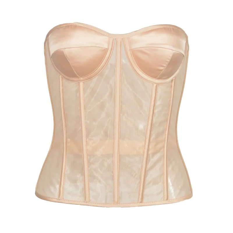 Sexy Thin Body Shaper Underwear Corset Waist Trainer Lingerie Lace Corsets Perspective Mesh Shapewear Women Fashion Clothes Faja