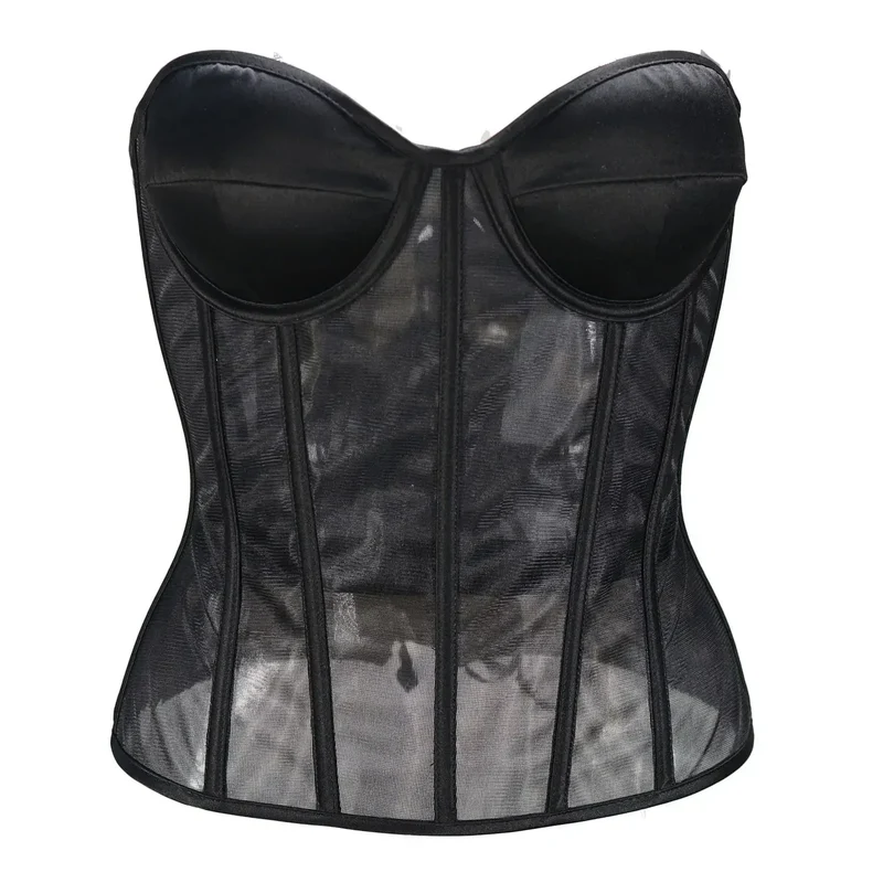 Sexy Thin Body Shaper Underwear Corset Waist Trainer Lingerie Lace Corsets Perspective Mesh Shapewear Women Fashion Clothes Faja