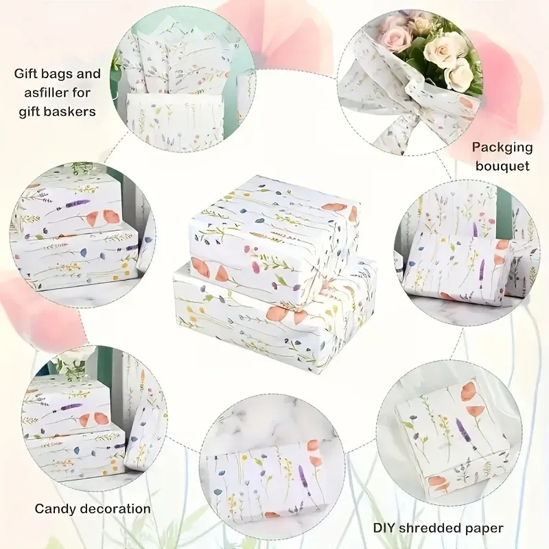 20 Sheets Lavender Print Tissue Paper - Semi-Transparent Perfect for Christmas Birthdays Weddings Valentine's Day 14x20 Inches
