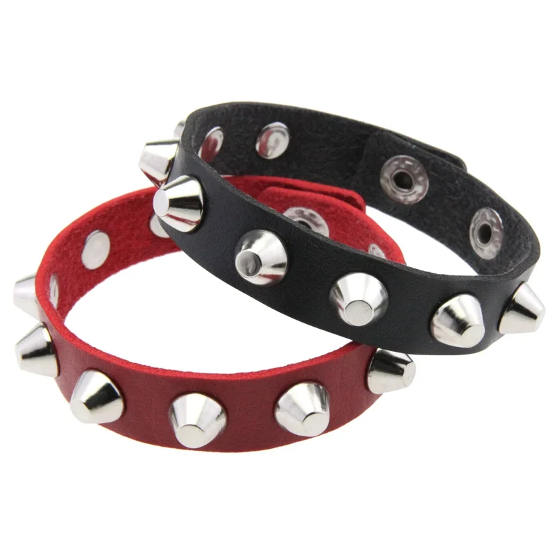 Halloween Punk Fashion Pu Leather Rivet Rock Bracelet For Women And Men, Unisex, Daily Holiday Party Wear, Valentine's Day Gift