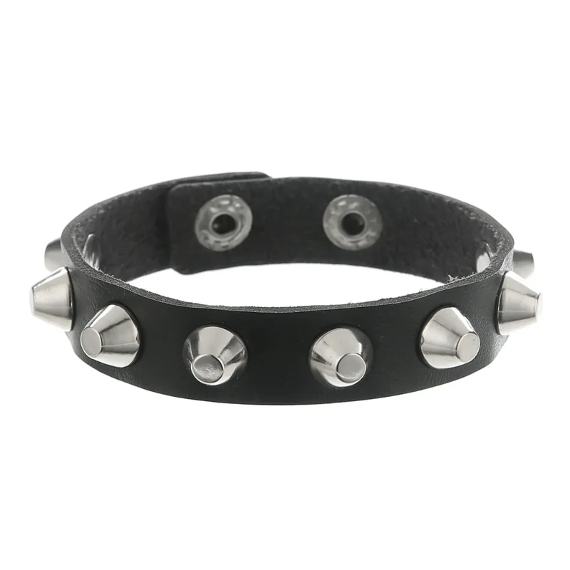 Halloween Punk Fashion Pu Leather Rivet Rock Bracelet For Women And Men, Unisex, Daily Holiday Party Wear, Valentine's Day Gift