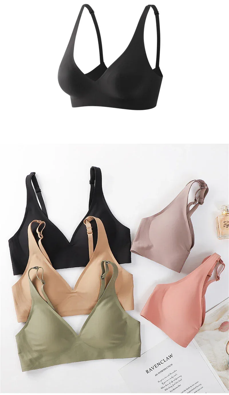 FINETOO Soft Wireless Bra Women Deep V Bras Sexy Bralette Padded Bra S-XL Female Seamless Underwear Comfortable Ladies Lingerie