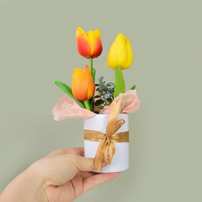 4Pcs Mini Flower Box Portable Round Rose Bouquet Bucket Boxes Wedding Party Table Decoration DIY Gift Packaging Valentine's Day