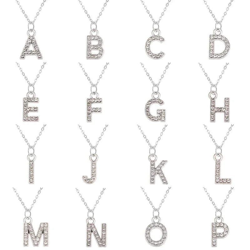 Kpop Shining A-Z Letter Pendant Charm Necklace 26 Initial Alphabet Name Golden Clavicle Chain Party Valentine's Day Jewelry Gift