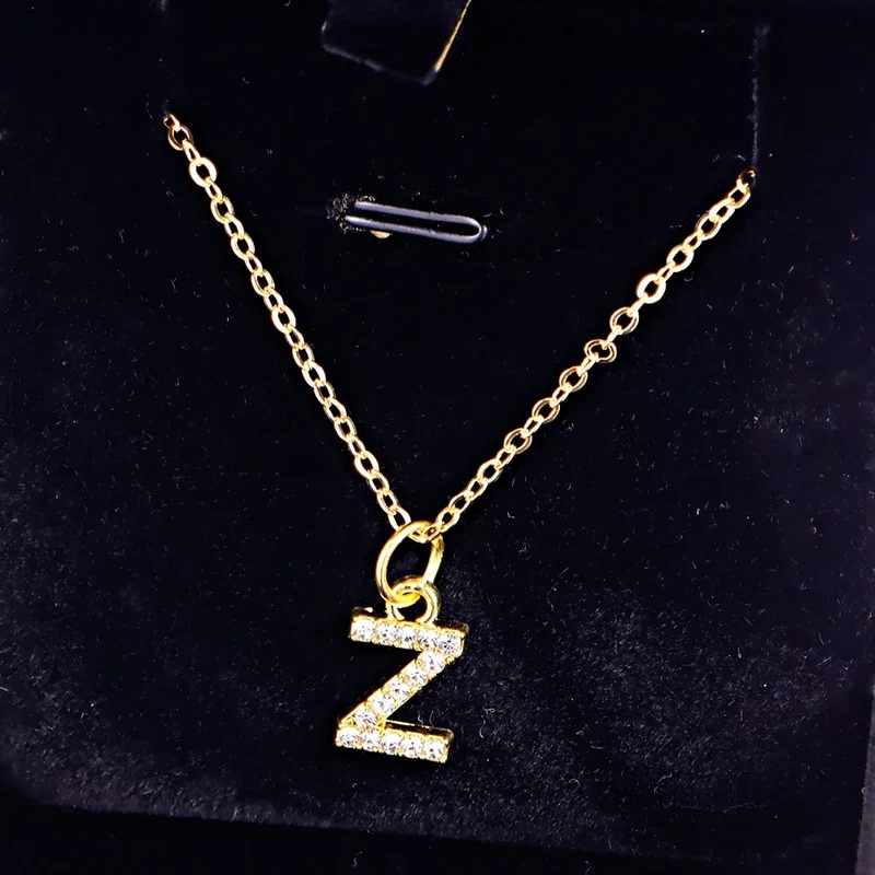 Kpop Shining A-Z Letter Pendant Charm Necklace 26 Initial Alphabet Name Golden Clavicle Chain Party Valentine's Day Jewelry Gift