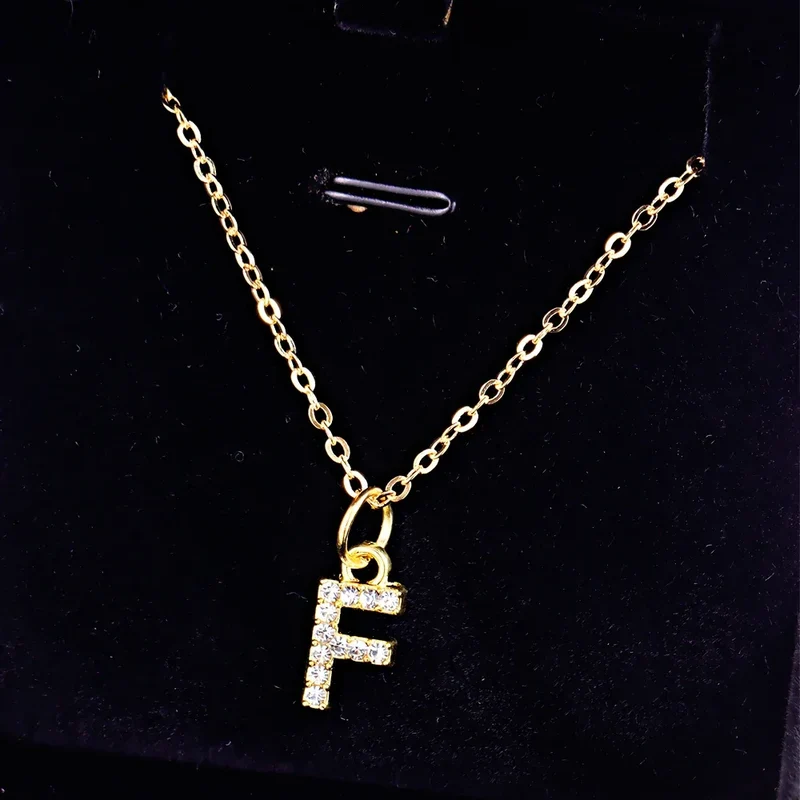 Kpop Shining A-Z Letter Pendant Charm Necklace 26 Initial Alphabet Name Golden Clavicle Chain Party Valentine's Day Jewelry Gift