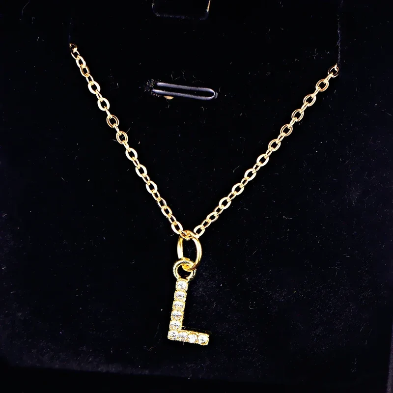 Kpop Shining A-Z Letter Pendant Charm Necklace 26 Initial Alphabet Name Golden Clavicle Chain Party Valentine's Day Jewelry Gift