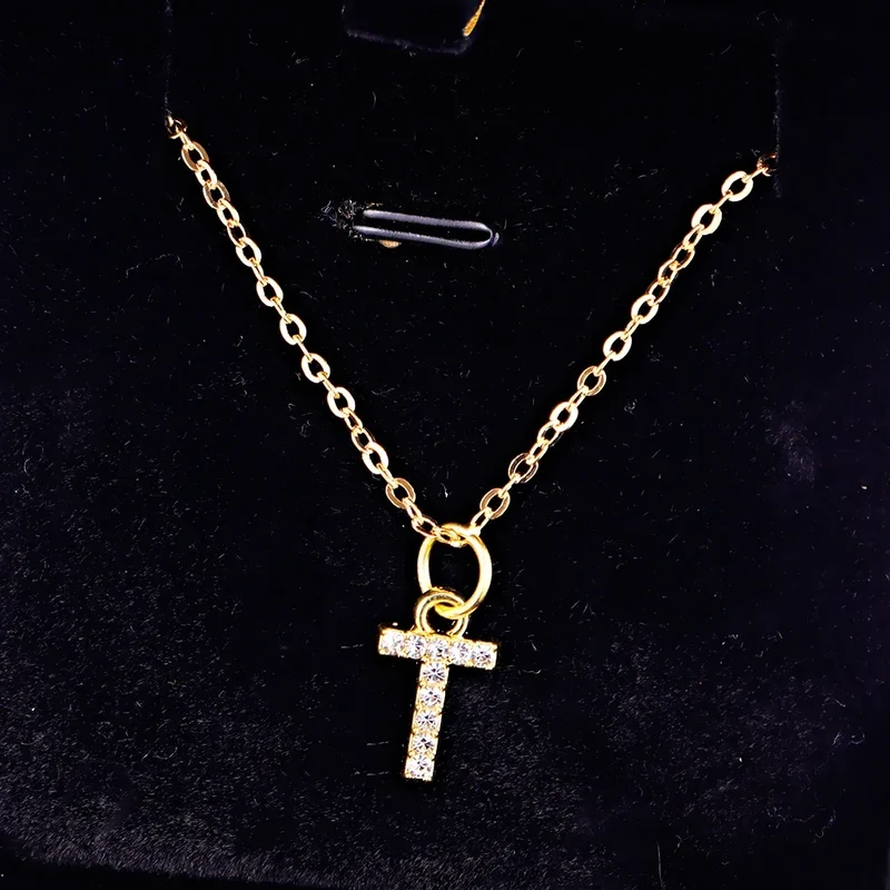 Kpop Shining A-Z Letter Pendant Charm Necklace 26 Initial Alphabet Name Golden Clavicle Chain Party Valentine's Day Jewelry Gift